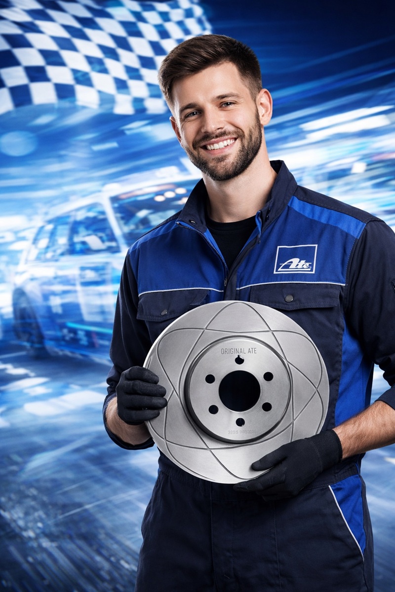 ATE South Africa mechanic holding an ATEbrake disc